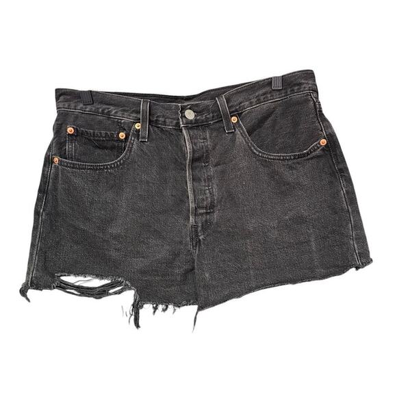 Levi's 501 Original High-Rise Cut-Off Denim Shorts Black Size 32 - Picture 6 of 10